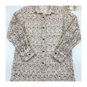 Cache Vintage Grandmacore 90's Lace/Beaded Button Down Long Sleeve Shirt Size M